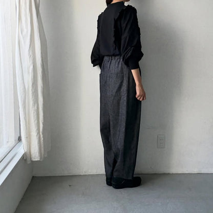 MAGALI コットンリネンデニムマリンパンツ