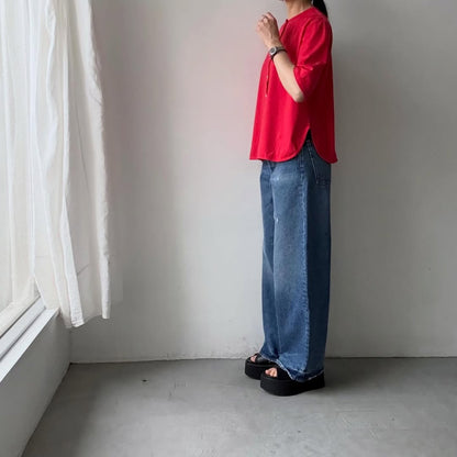 homspun  天竺5分袖カーディガン
レッド