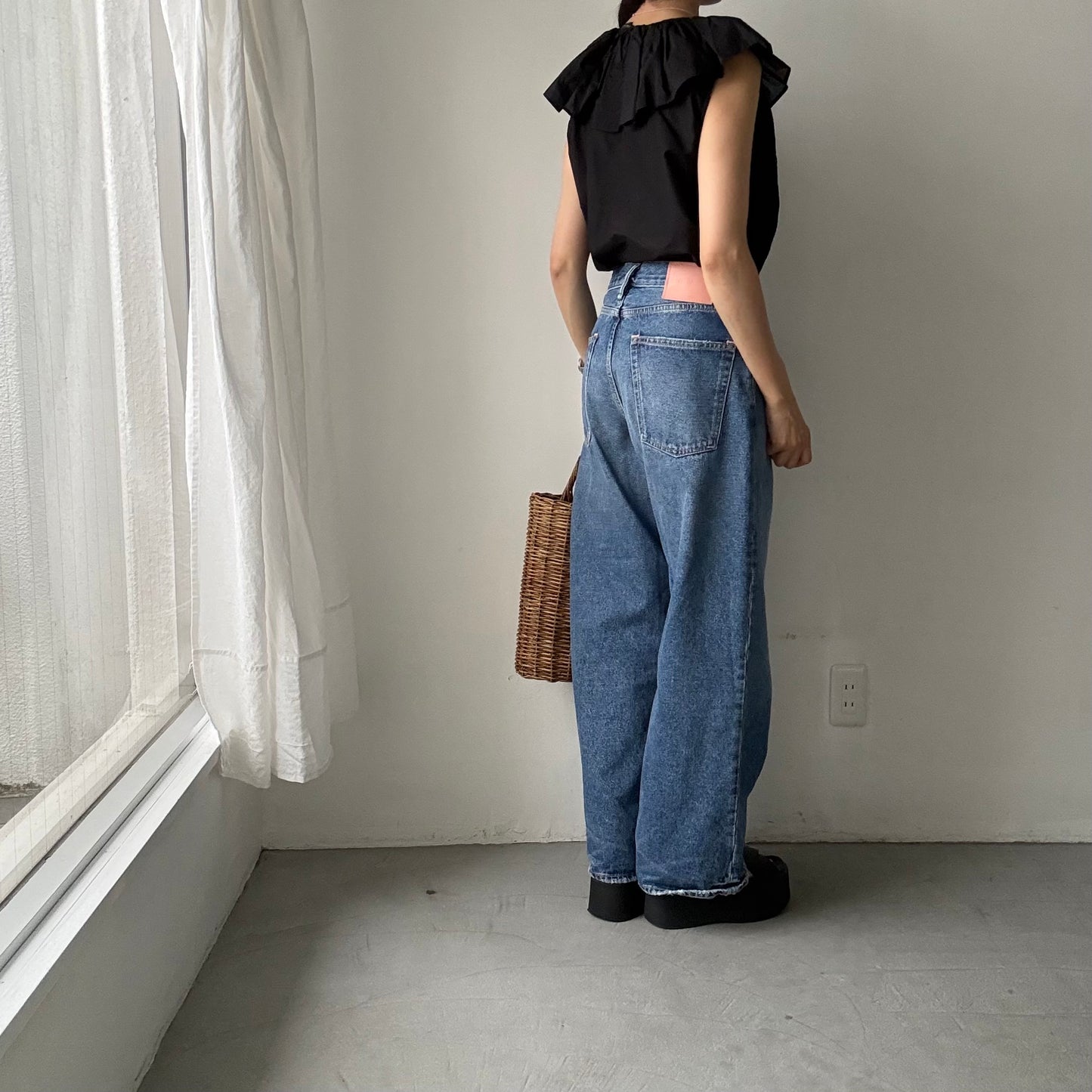 R&D.M.Co シルクコットンピエロカラーノースリーブブラウス