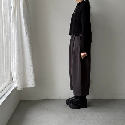atelier d'antan Perriereコットンワイドパンツ　ダークグレーsize 1