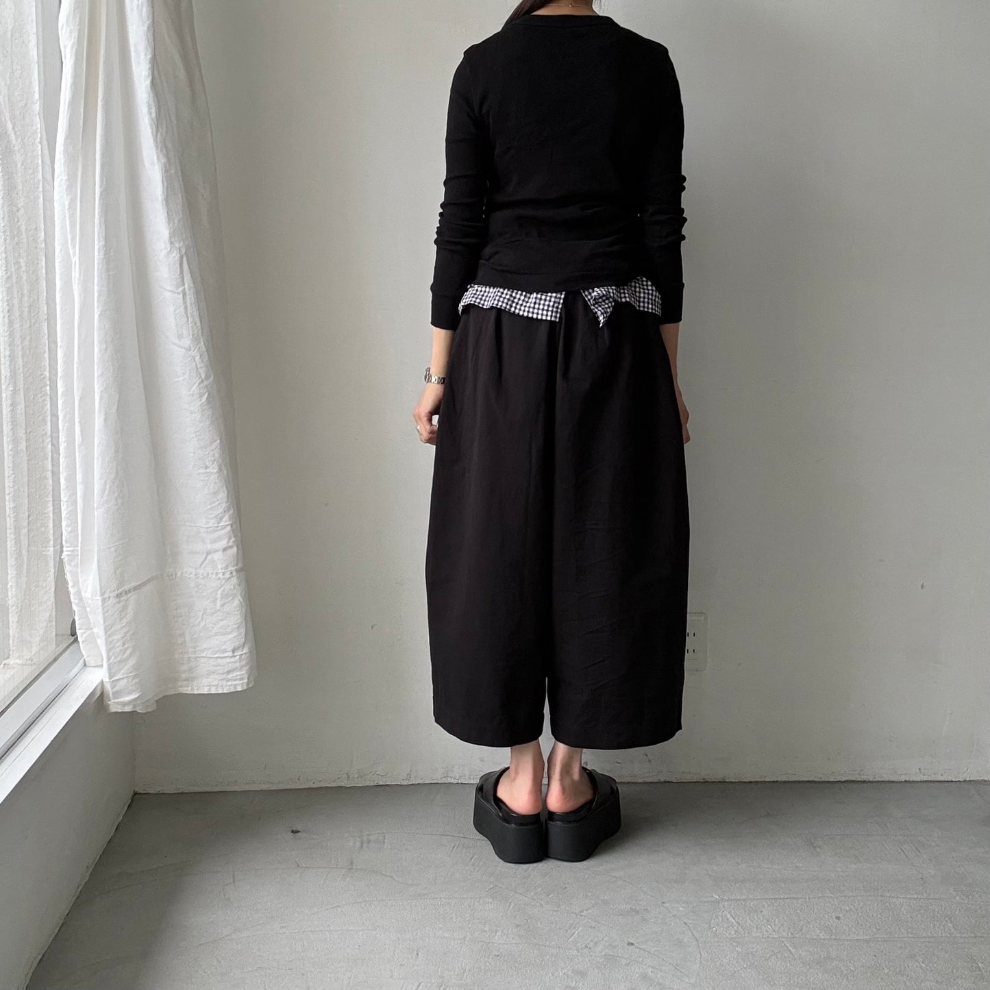 atelier d'antan Perriereコットンワイドパンツ　ブラックsize1
