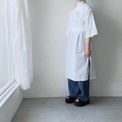 ayanoguchiaya　フリップロングシャツドレス　ホワイト