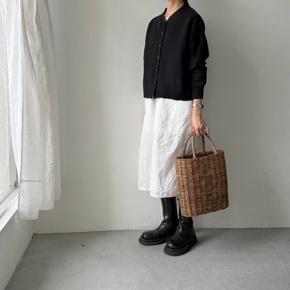 atelier naruse  コットンウールVネックニットカーディガン　ブラック