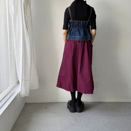 R&D.M.Co 　シュリンクコットンガーメントダイポケットスカート　プラム