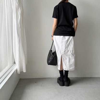 OLDMANS TAILOR   ブラシストロークプリント半袖Tシャツ　ブラック