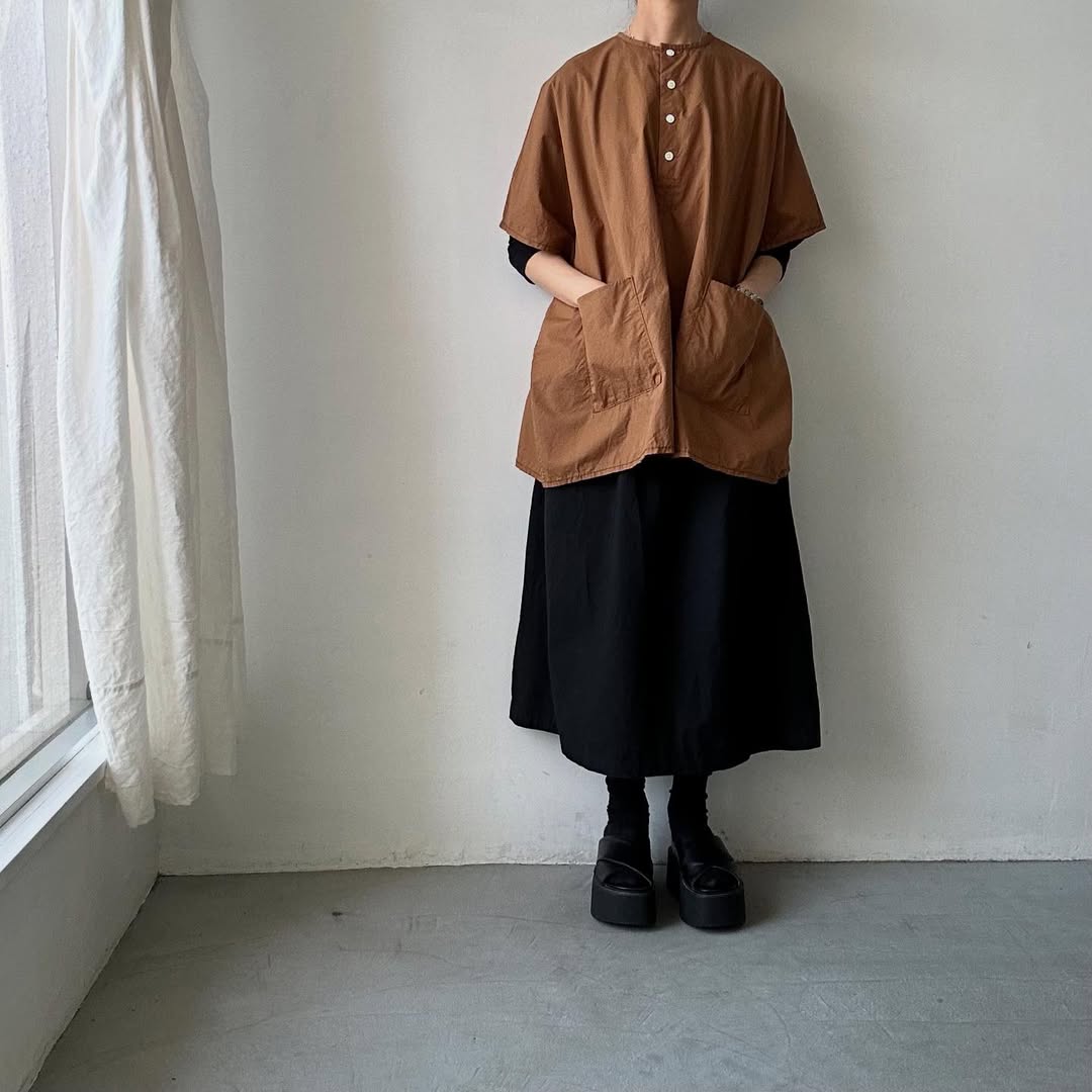 homspun コットンミニチェックビッグブラウス