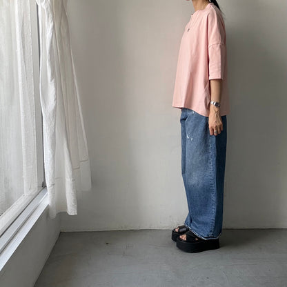 🟡水曜日入荷分予約受付中🟡 
Linenya  テラヴェ7分袖Tシャツ　ペールピンク