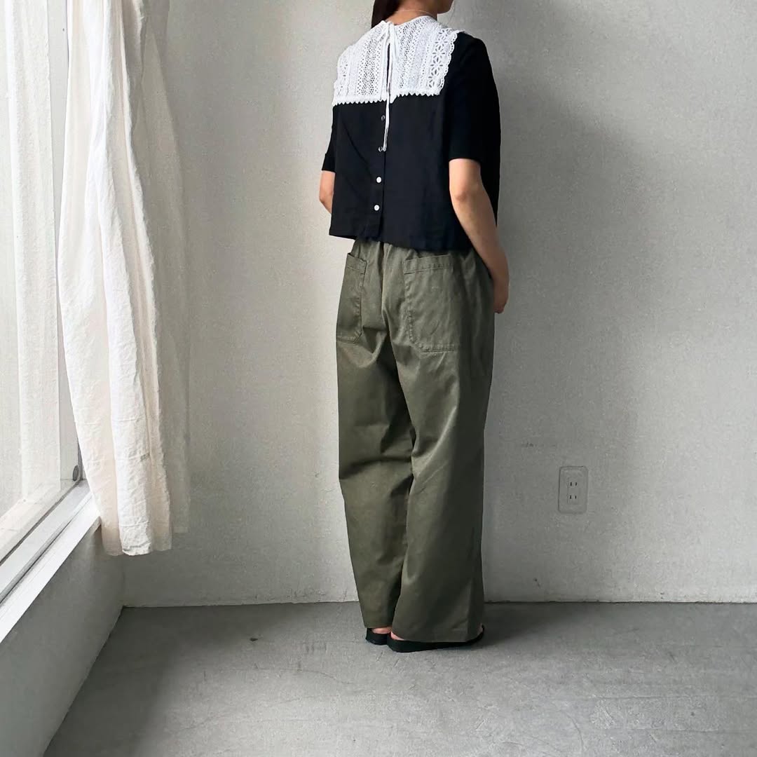 homspun 高密度ウエポンギャザーパンツ　グリーン