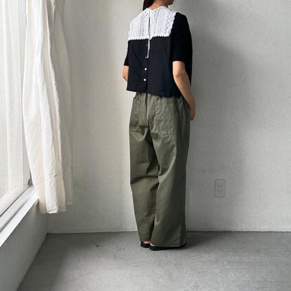homspun 高密度ウエポンギャザーパンツ　グリーン