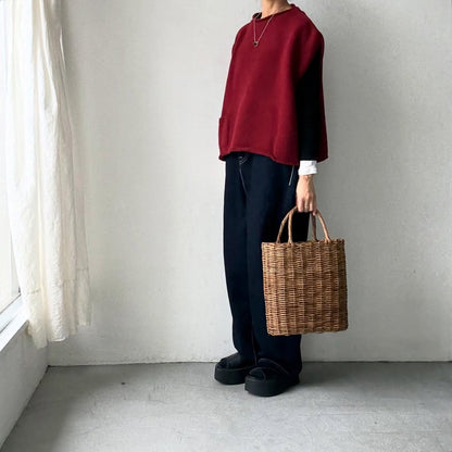 atelier d'antan Rude ウールニットベスト　ダークレッド