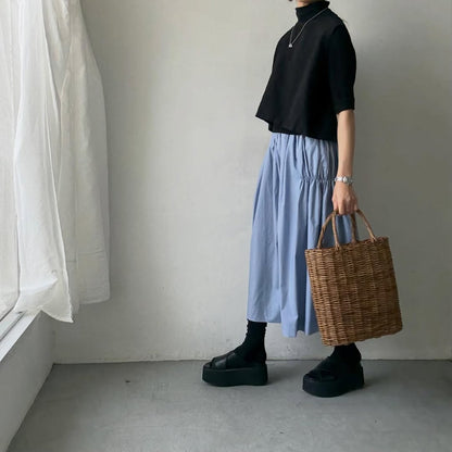 🟡週末入荷分予約受付中🟡cion  コットンシャーリングギャザースカート　サックスブルー