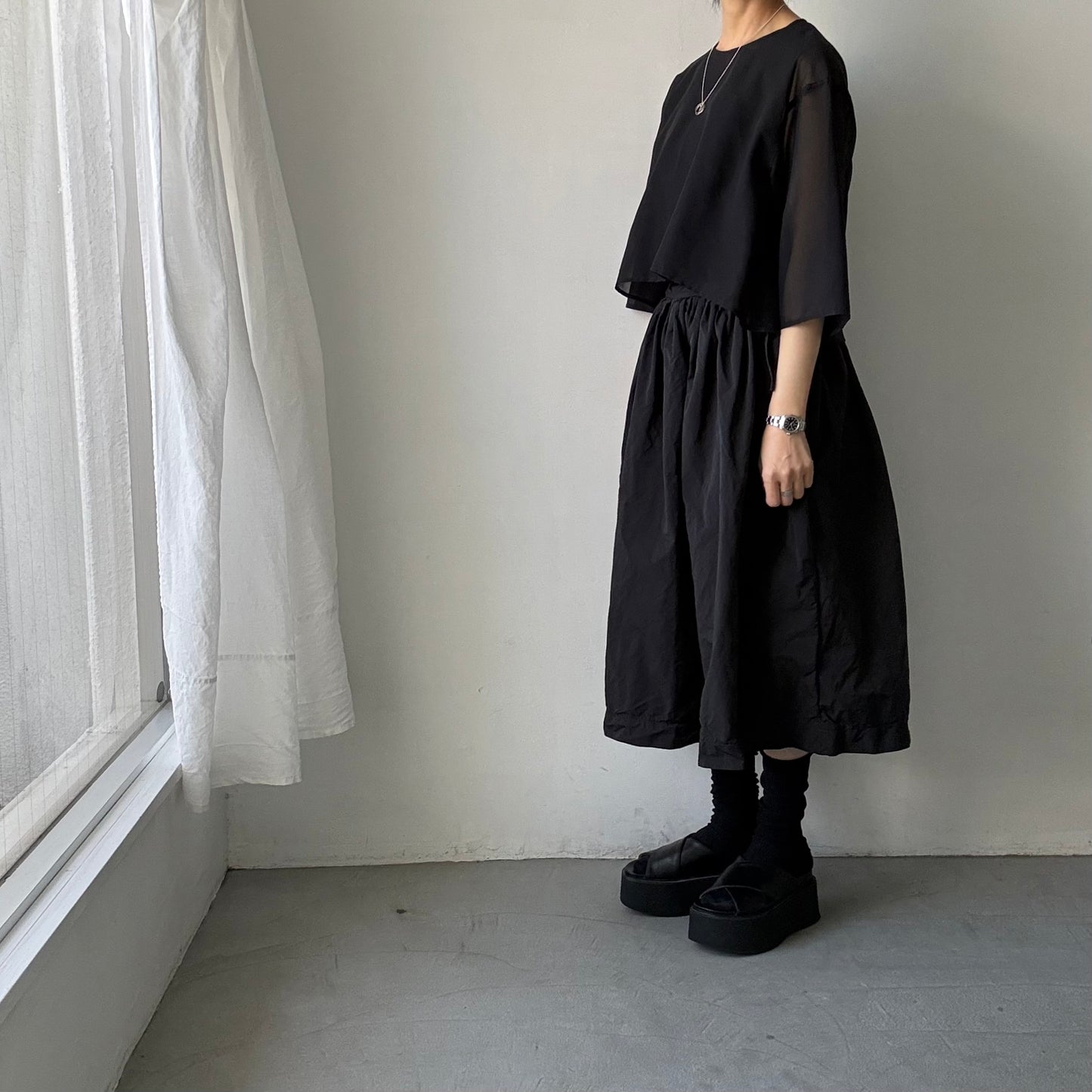 TENNE HANDCRAFTED MODERN オーガンジーショートプルオーバー