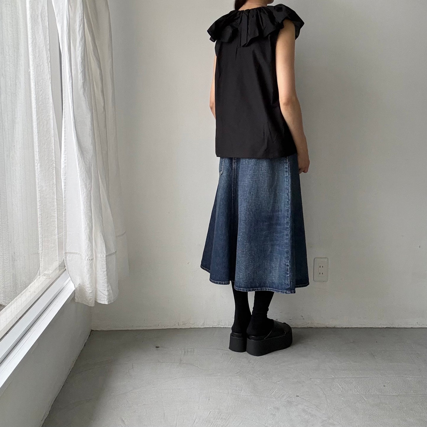 R&D.M.Co シルクコットンピエロカラーノースリーブブラウス