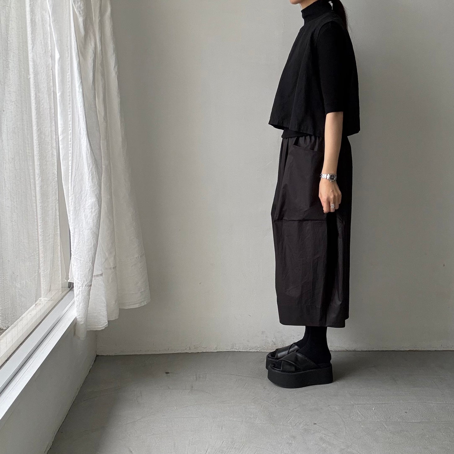 TENNE HANDCRAFTED MODERN ビッグポケットキュロット　ブラック