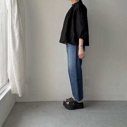 R&D.M.Co  シェーディングチェックスモックブラウス