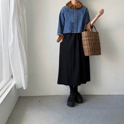 R&D.M.Co  コットンレーヨンシャツコールラッフルカラーシャツ