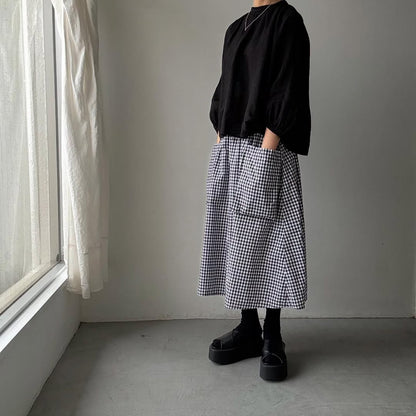 R&D.M.Co  リネンヘンプスモックブラウス　ブラック