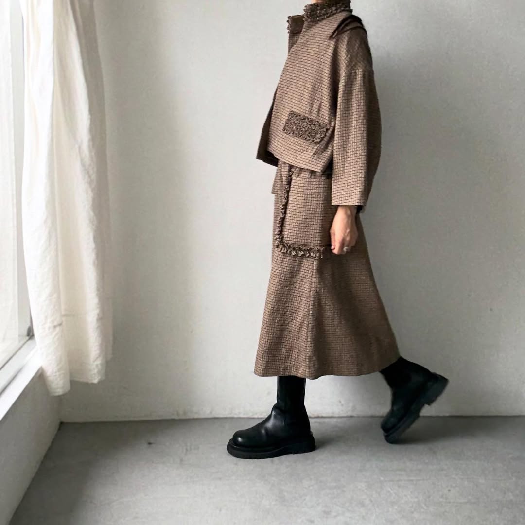 R&D.M.Co  コットンウールフリルデコレーションスカート　チェック