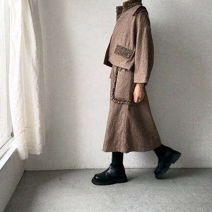 R&D.M.Co  コットンウールフリルデコレーションスカート　チェック