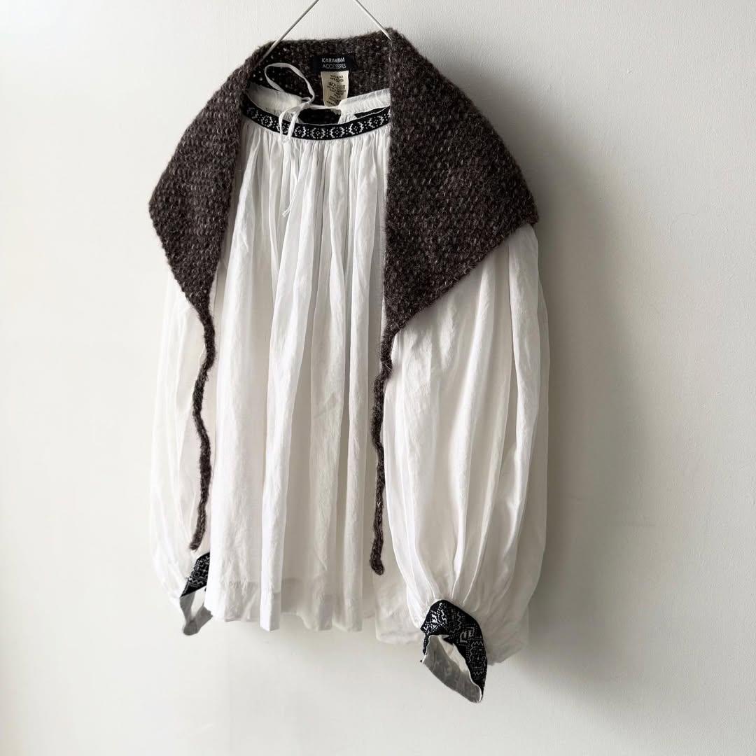 Karakoram アルパカコットントライアングルスカーフ　ダークブラウン