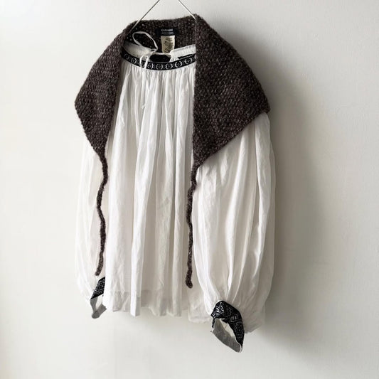 Karakoram アルパカコットントライアングルスカーフ　ダークブラウン