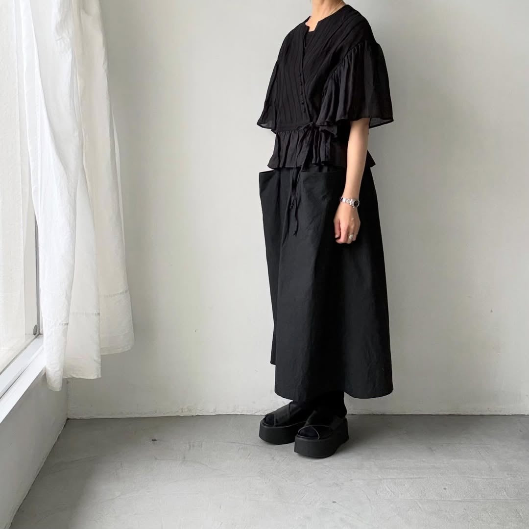 MAGALI コットンレースカシュクールブラウス　ブラック
