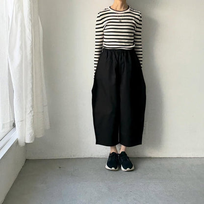 ゴーシュ  オーガニックダックコットンストレートラインパンツ　ブラック