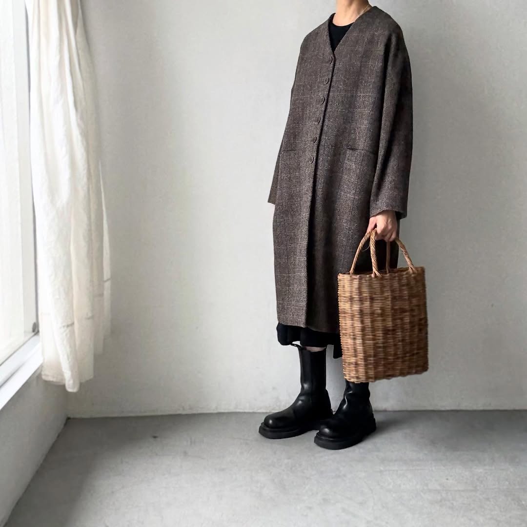 atelier naruse ハリスツイードウールコクーンコート