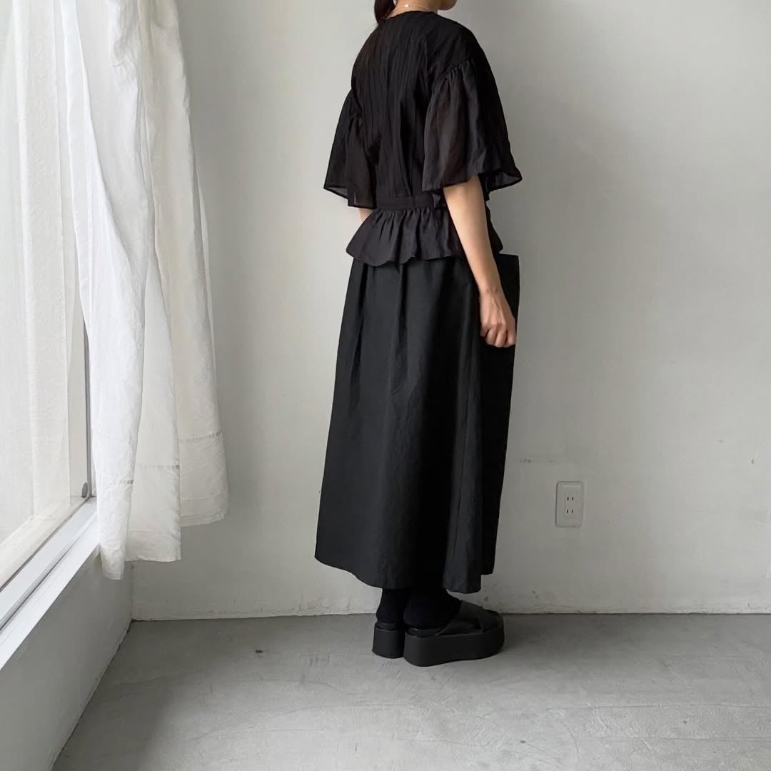 MAGALI コットンレースカシュクールブラウス　ブラック
