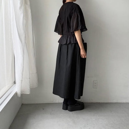 MAGALI コットンレースカシュクールブラウス　ブラック