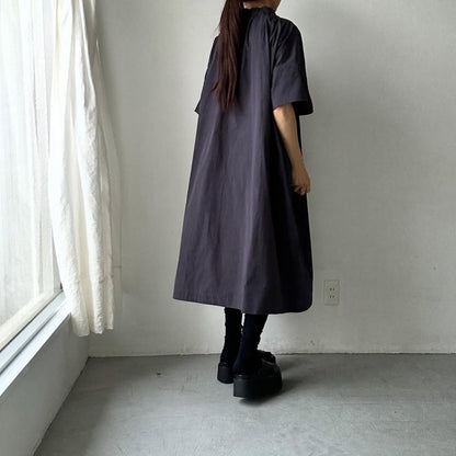 atelier d'antan Krallコットン半袖ドレス　ダークグレー