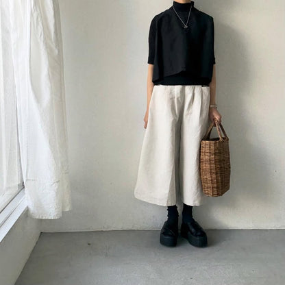 MAGALI ハイカウントコットンリネンコクーンパンツ　オートミール