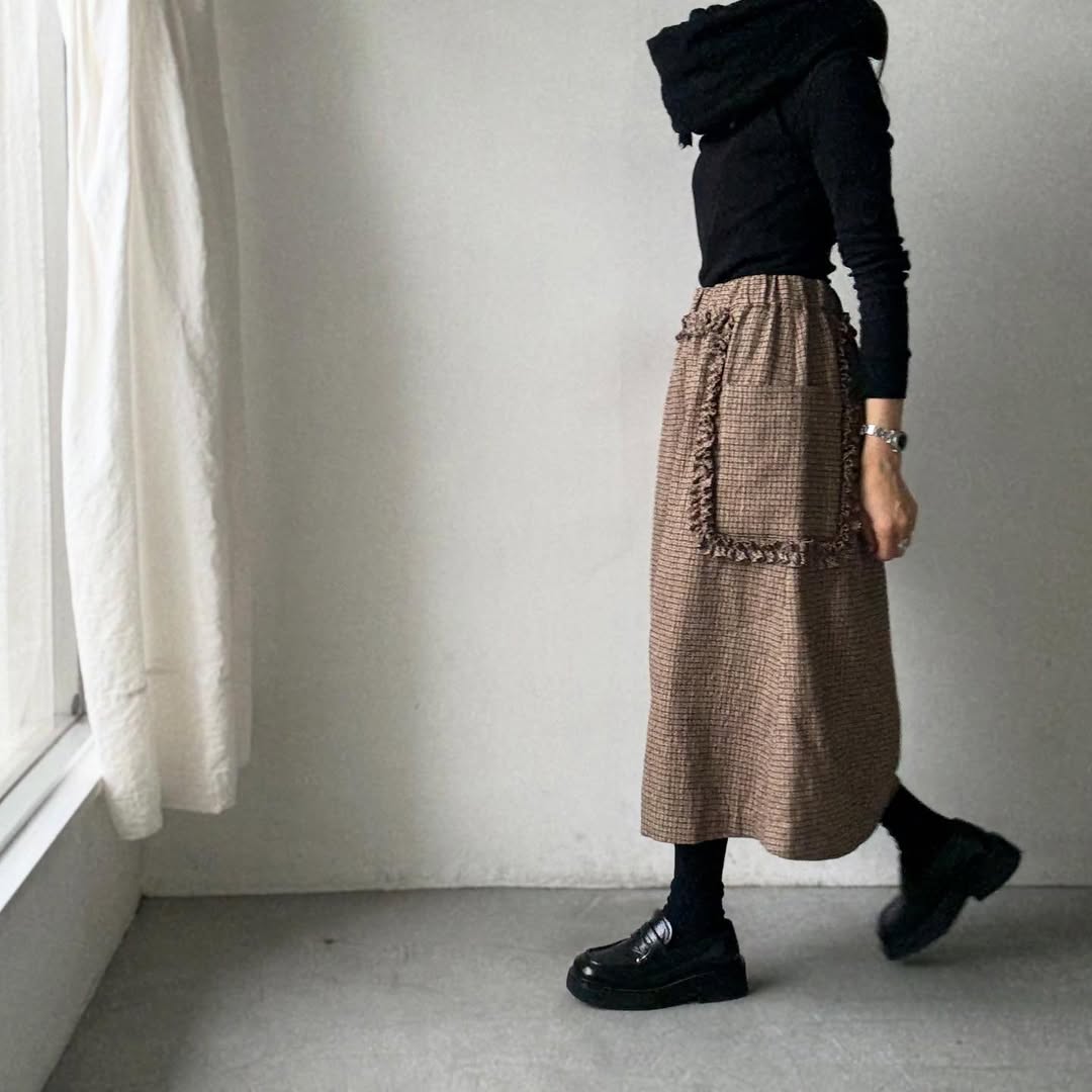 R&D.M.Co  コットンウールフリルデコレーションスカート　チェック