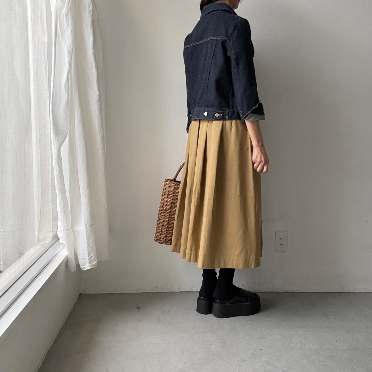 Linenya  コットンタックスカート　82センチ　ベージュ