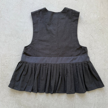 MAGALI   コットンリネンピンチェックペザントジレ