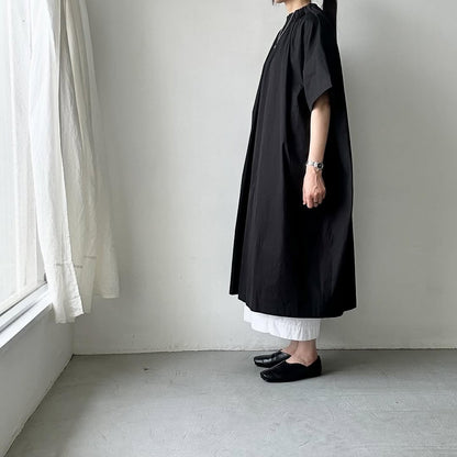 atelier d'antan Krallコットン半袖ドレス　ブラック