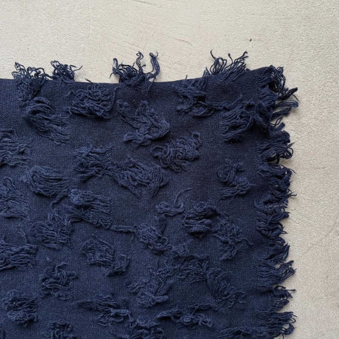 homspun ラムフリンジストール ネイビー – blanc