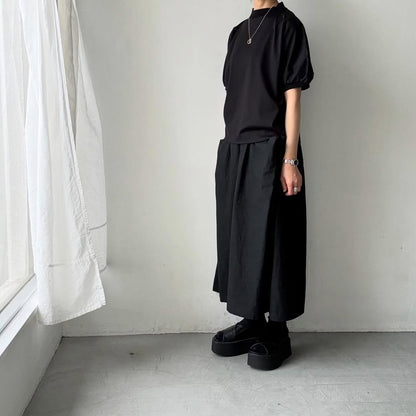 MAGALI コットン天竺ギャザースリーブカットソー　ブラック