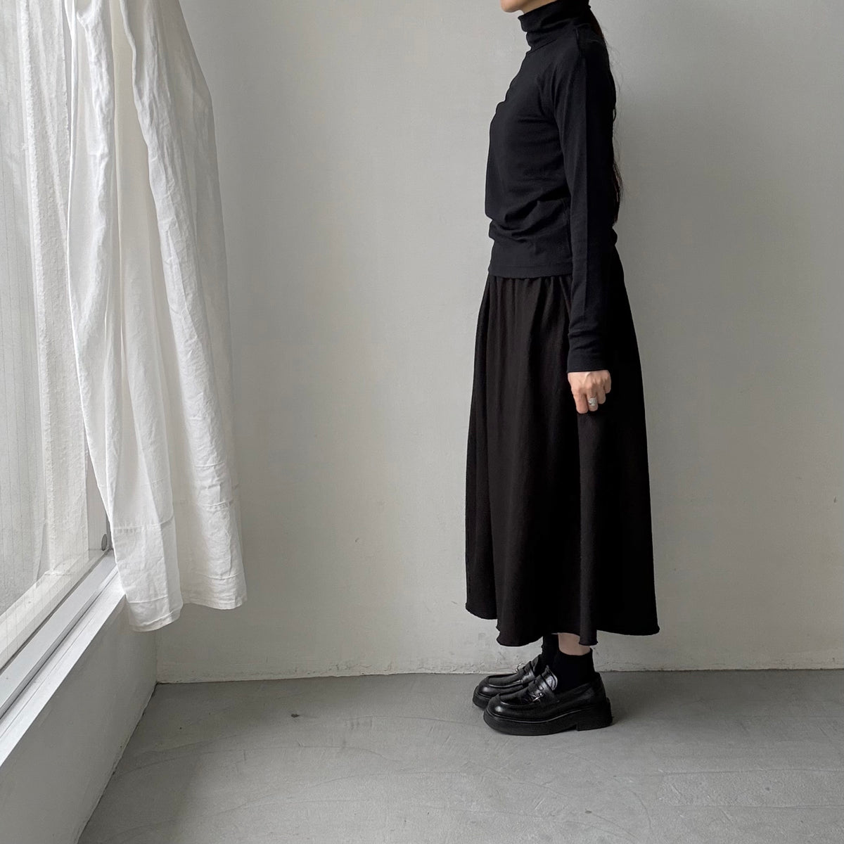MAGALI コットンウールハイネックカットソー　ブラック