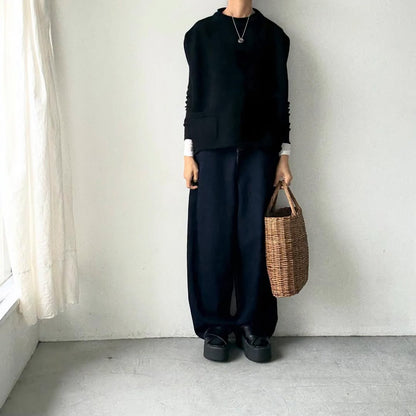 atelier d'antan Rude ウールニットベスト　ブラック