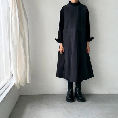 atelier d'antan kobell コットンエプロンドレス　  ダークグレー