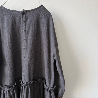 atelier naruse  ウールコットン千鳥チェックカットオフワンピース