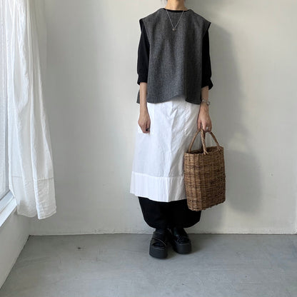 atelier naruse ブリティッシュウールツイードバックボタンリブベスト