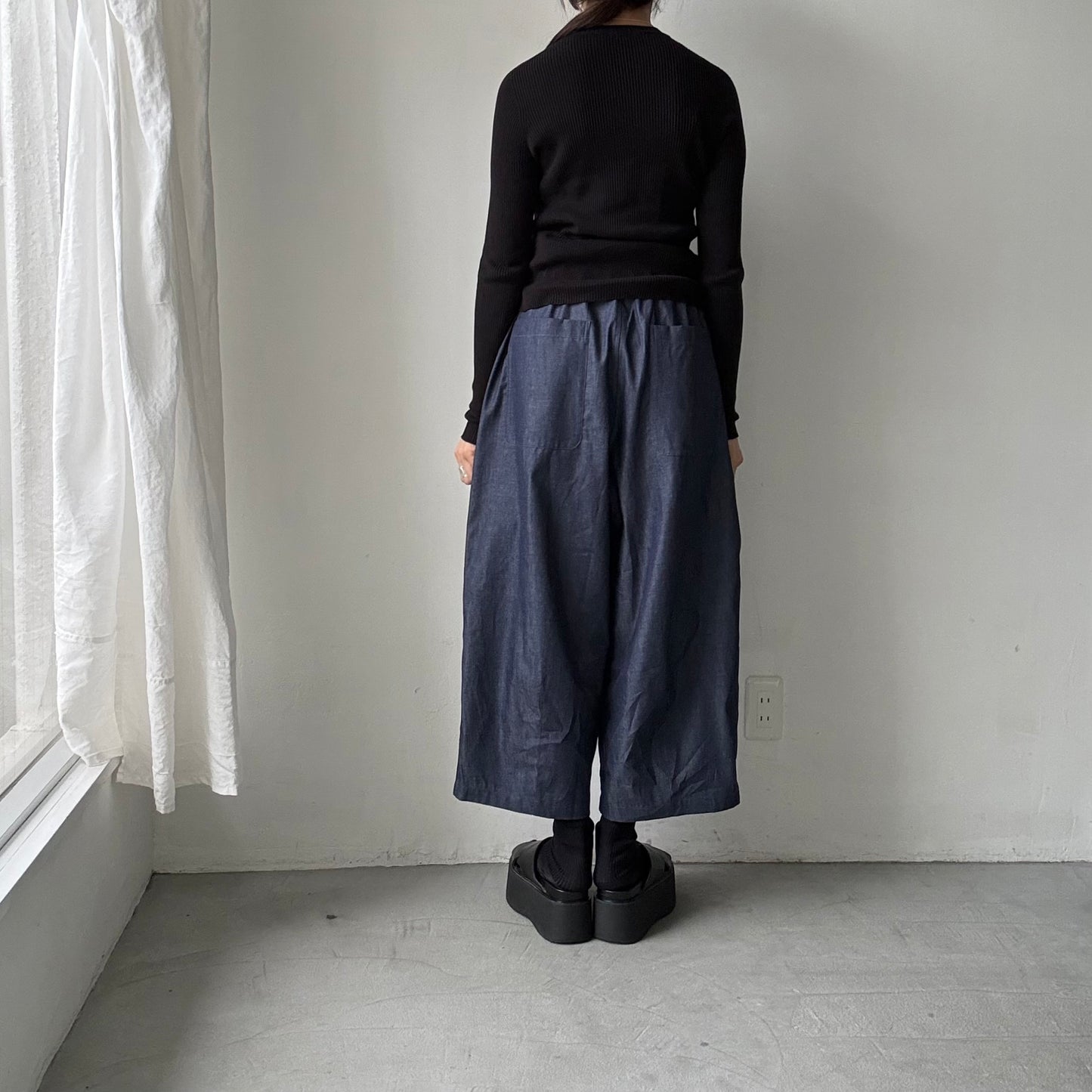 Linenya  デニムタックワイドパンツ