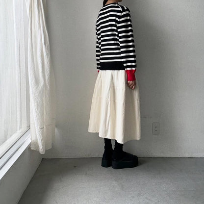 atelier naruse ウールコットンボーダーニット　ブラック×レッド