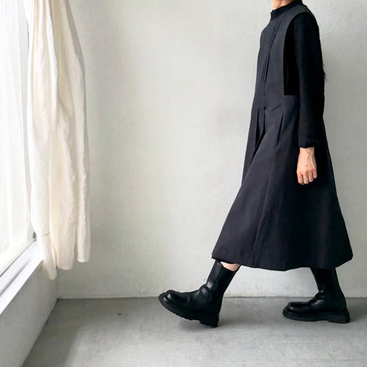 atelier d'antan kobell コットンエプロンドレス　  ダークグレー