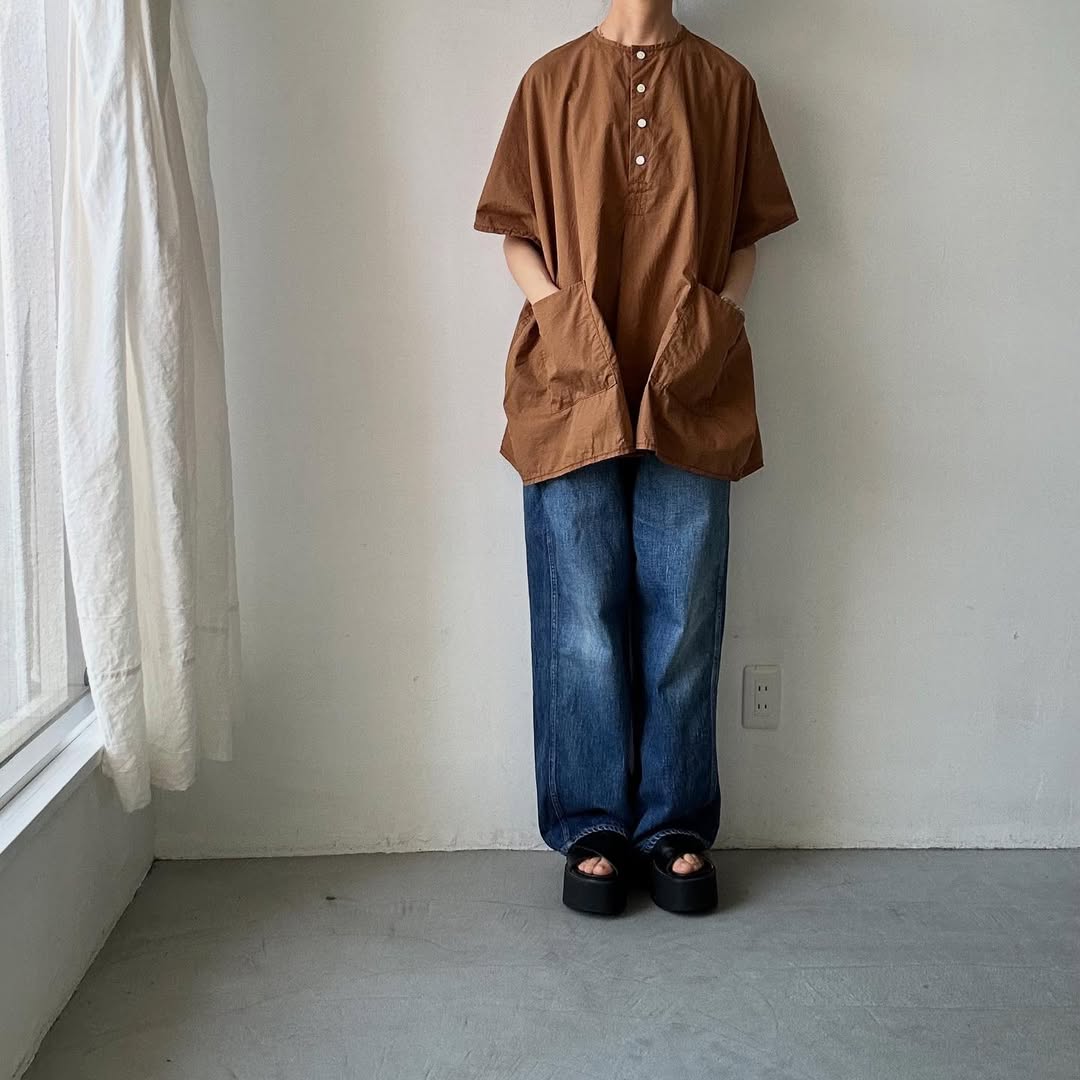 homspun コットンミニチェックビッグブラウス