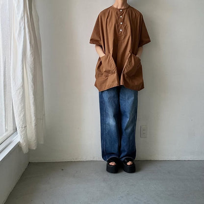 homspun コットンミニチェックビッグブラウス