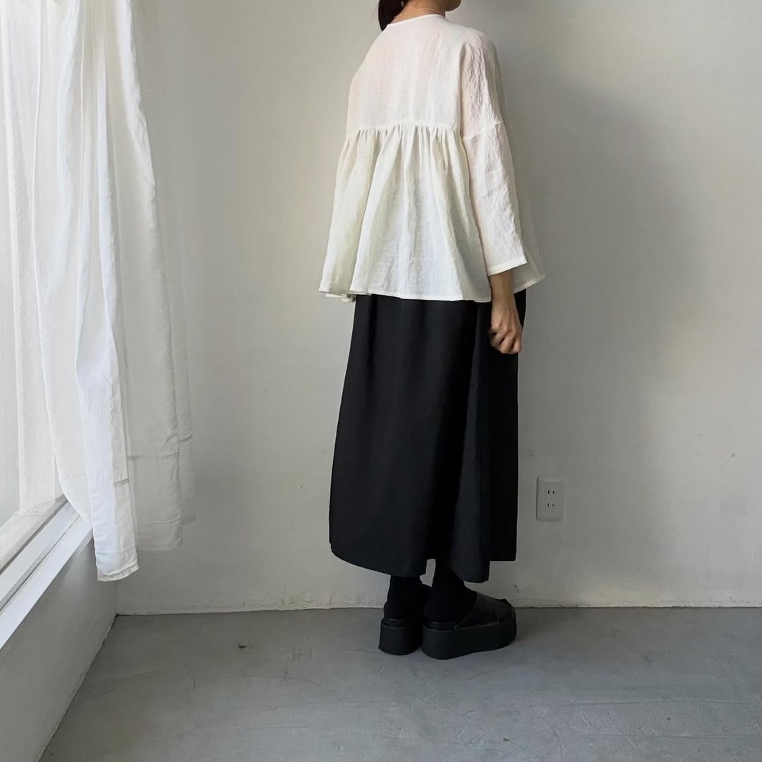 Linenya  リネンバッグギャザーブラウス　ホワイト