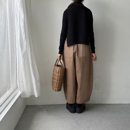 MAGALI コットンコーデュロイフラップポケットパンツ　ベージュ